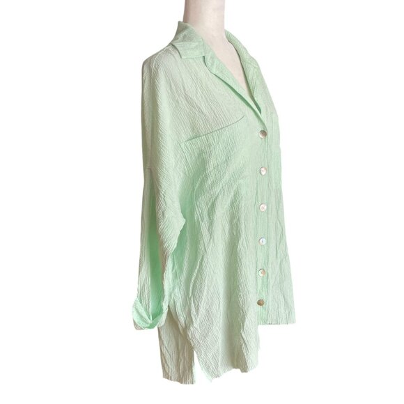 Show Me Your Mumu Johns Button Down Shirt Green Melon Beach SZ S - Picture 2 of 8